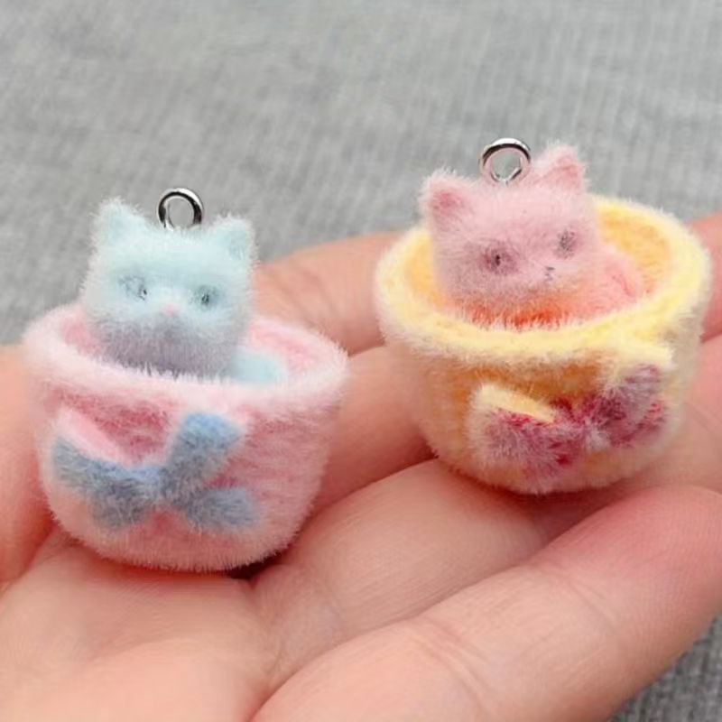 Resin Craft Projects - จี้แมวเรซิน 3D แบบนุ่ม 4 ชิ้น สำหรับทำเครื่องประดับ