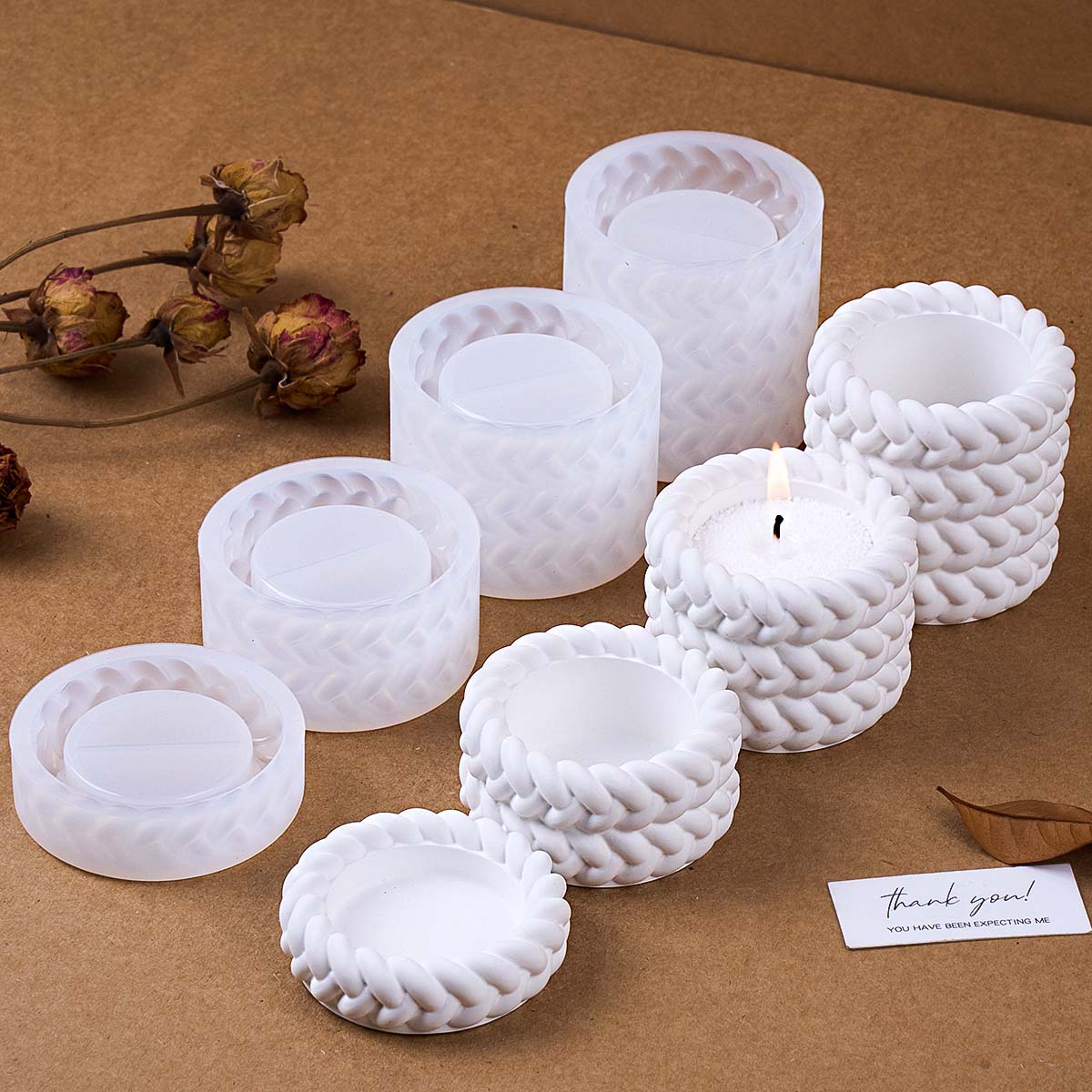 Coaster Mold Round - แม่พิมพ์ซิลิโคนสำหรับทำเชิงเทียนเชือกป่าน 1/2/3/4 ชั้น รูปทรงกลม ทำมือ กลิ่นหอม