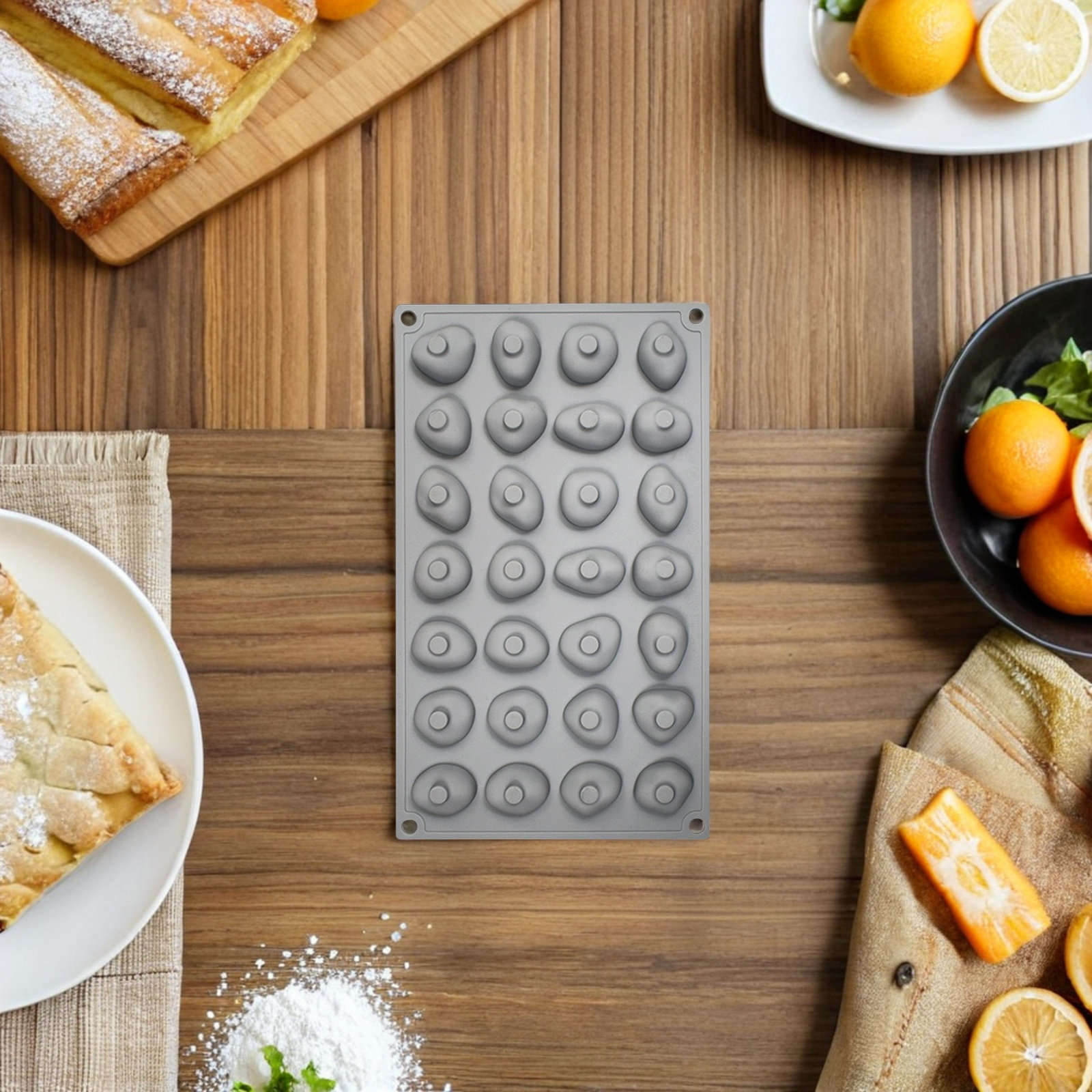 Silicone Mold Tray - แม่พิมพ์ซิลิโคนสำหรับช็อกโกแลต 2 ชิ้น รูปทรงก้อนกรวด ไม่ติดแม่พิมพ์ สำหรับทำขนม