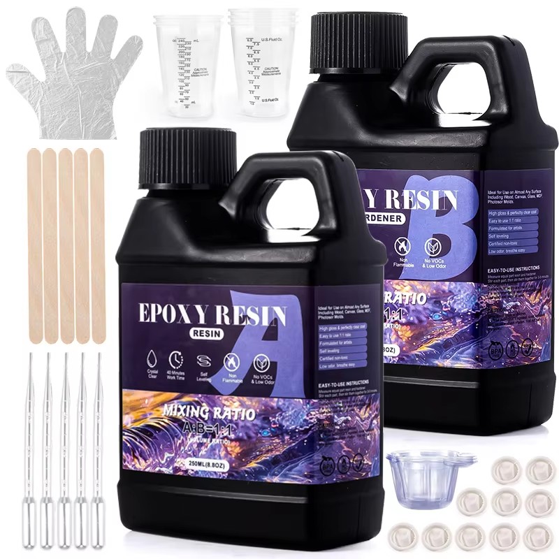 Gold Foil Flakes - ผสมง่าย 1:1 ชุดเรซินอีพ็อกซี่คริสตัลใส-ไม่สีเหลืองไม่มีฟอง Self Leveling Casting