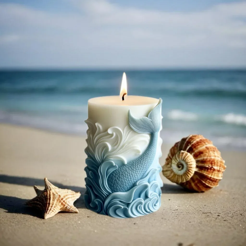 DIY ocean wave โฟมทรงกระบอกเที - Resin Ocean Wave Mold บทวิจารณ์และราคา